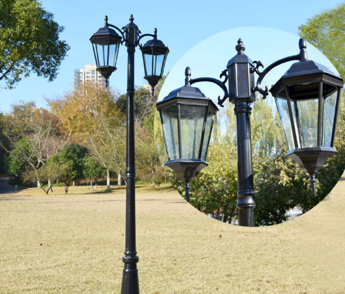 黄南欧式户外LED灯3米双头庭院灯三头防水广场别墅灯防锈公园广场灯头